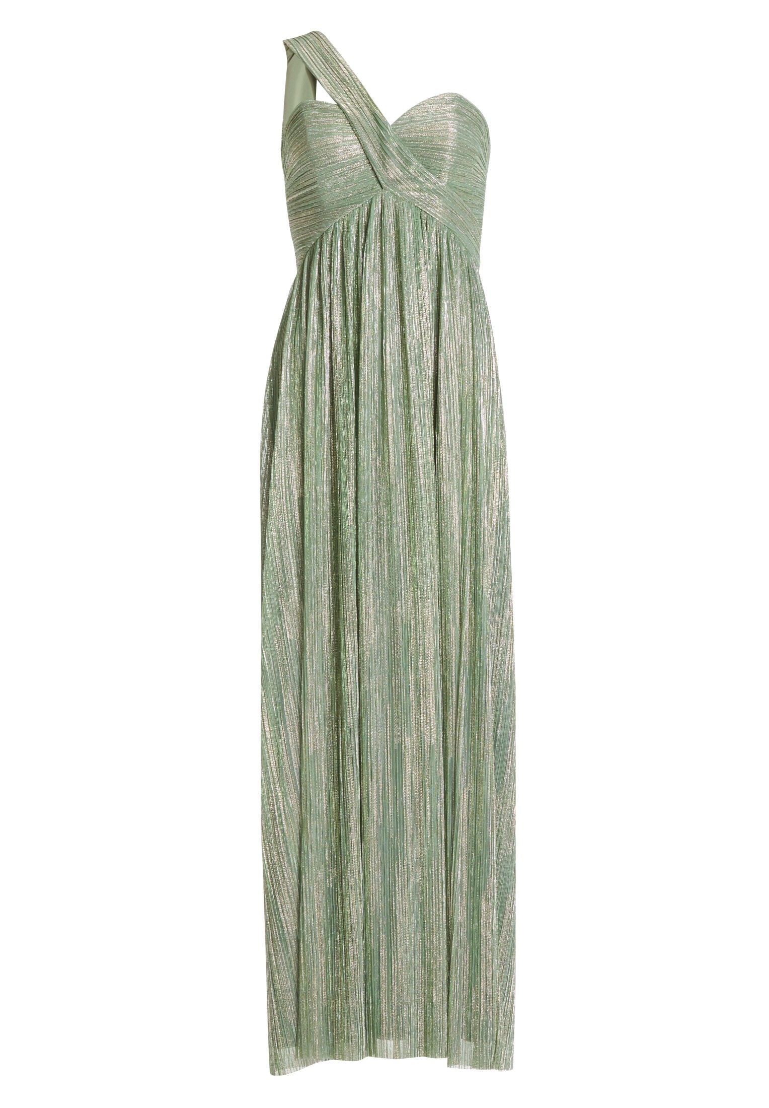 Abendkleid One Shoulder aus glänzendem Plissee Jersey