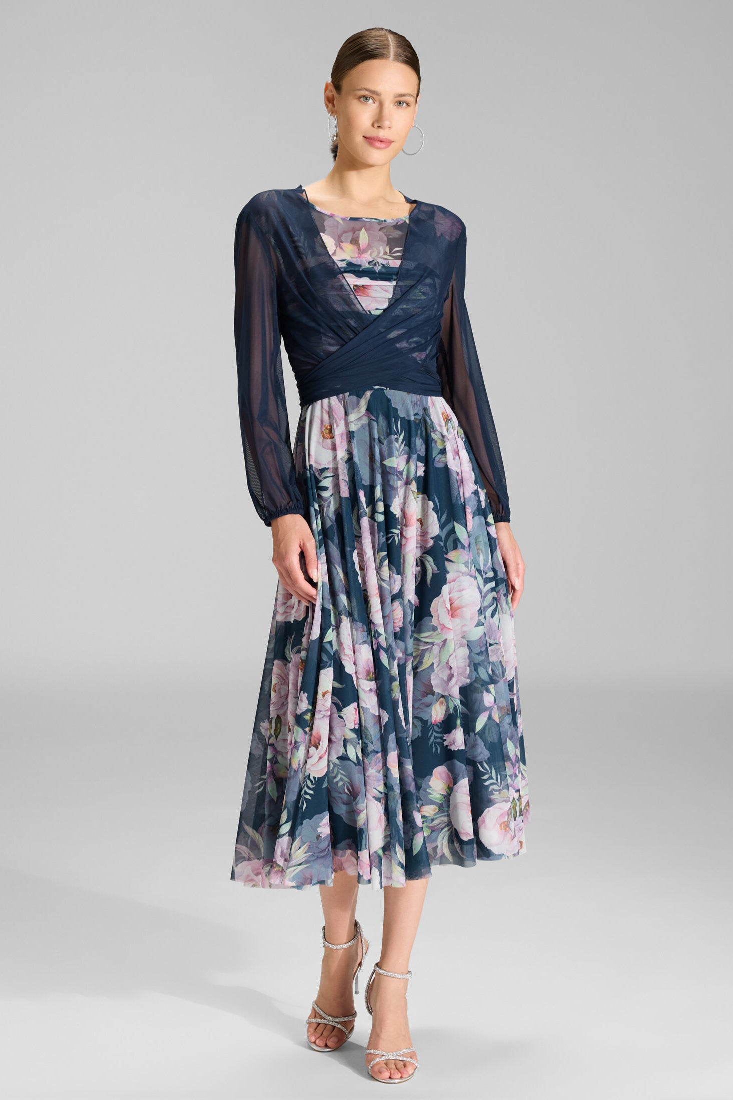 Wickelbolero aus Mesh navy