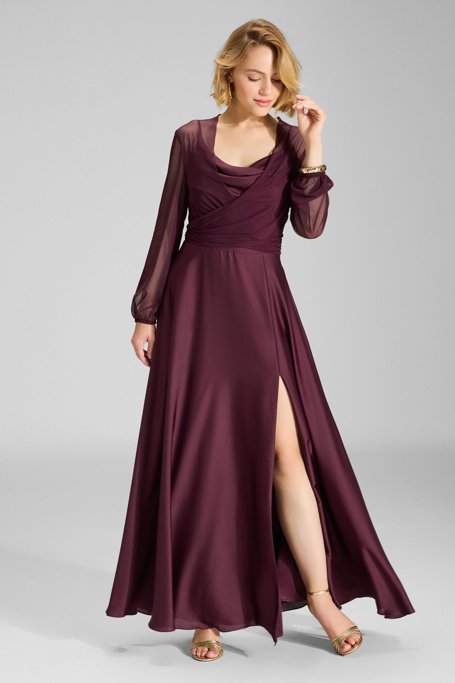 Wickelbolero aus Mesh merlot red