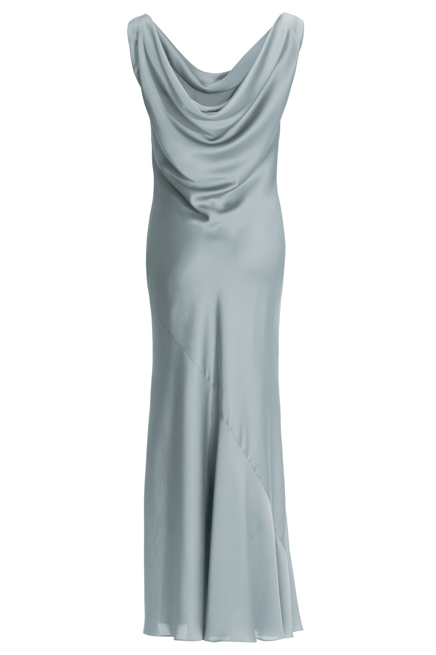 Abendkleid aus nachhaltigem Satin mit Wasserfall Ausschnitt