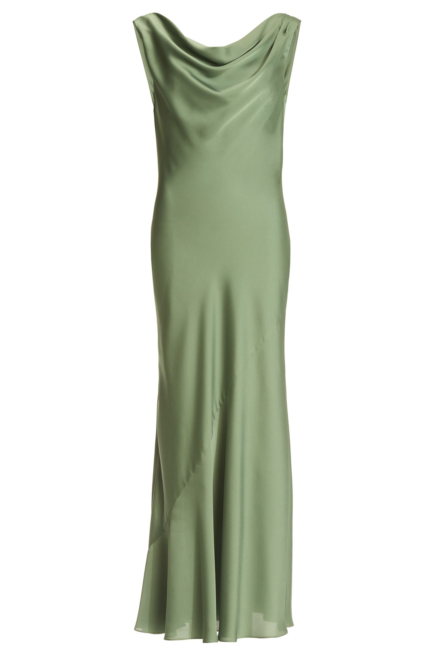 Abendkleid aus nachhaltigem Satin mit Wasserfall Ausschnitt