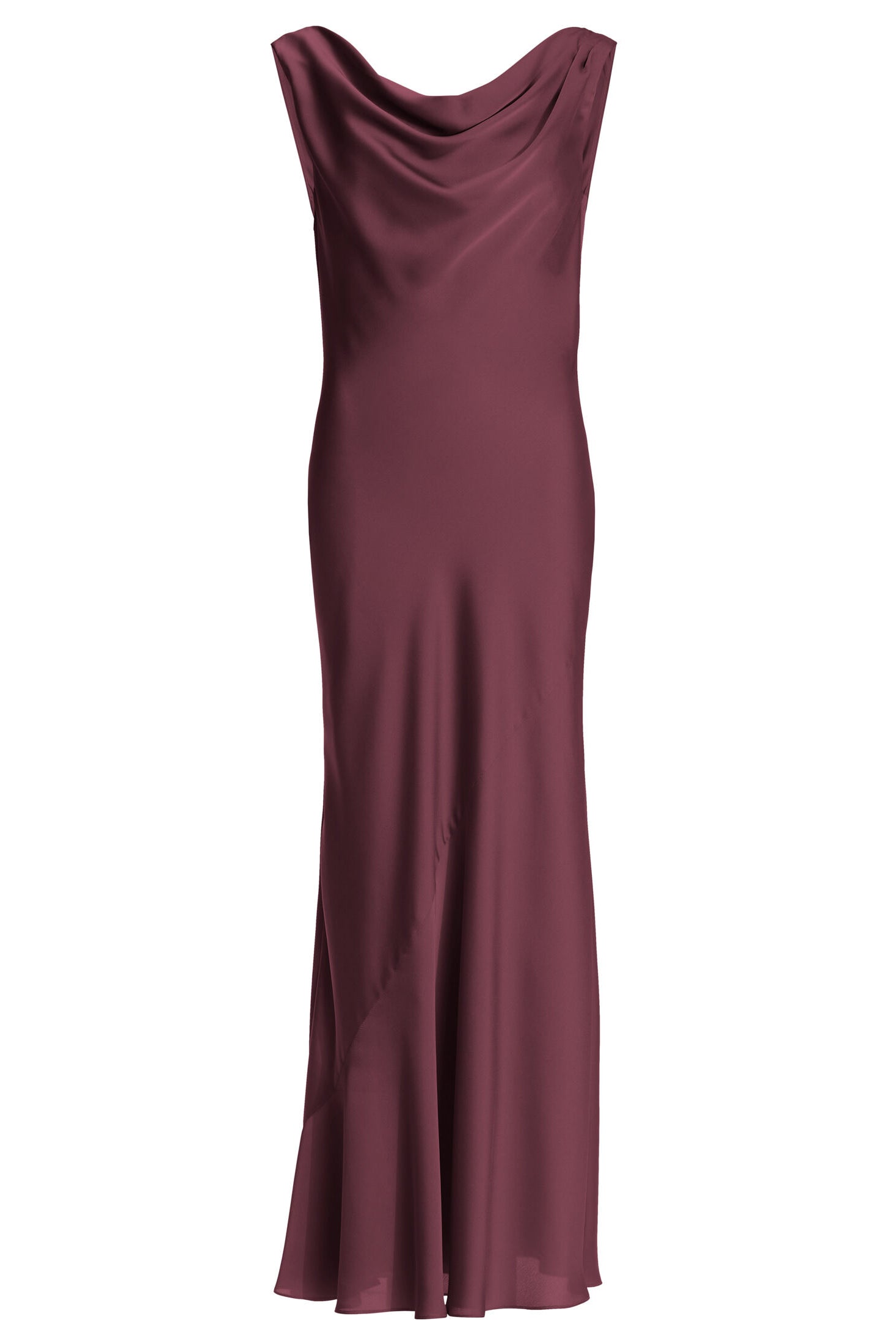 Abendkleid aus nachhaltigem Satin mit Wasserfall Ausschnitt