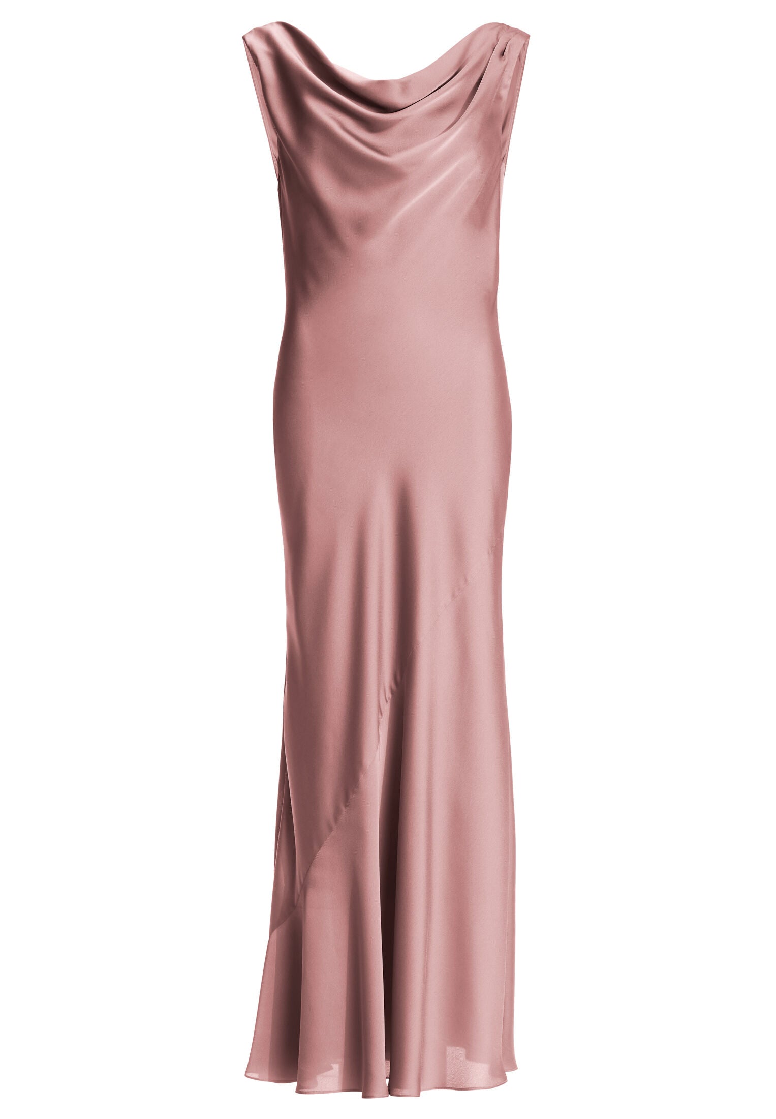 Abendkleid aus nachhaltigem Satin mit Wasserfall Ausschnitt