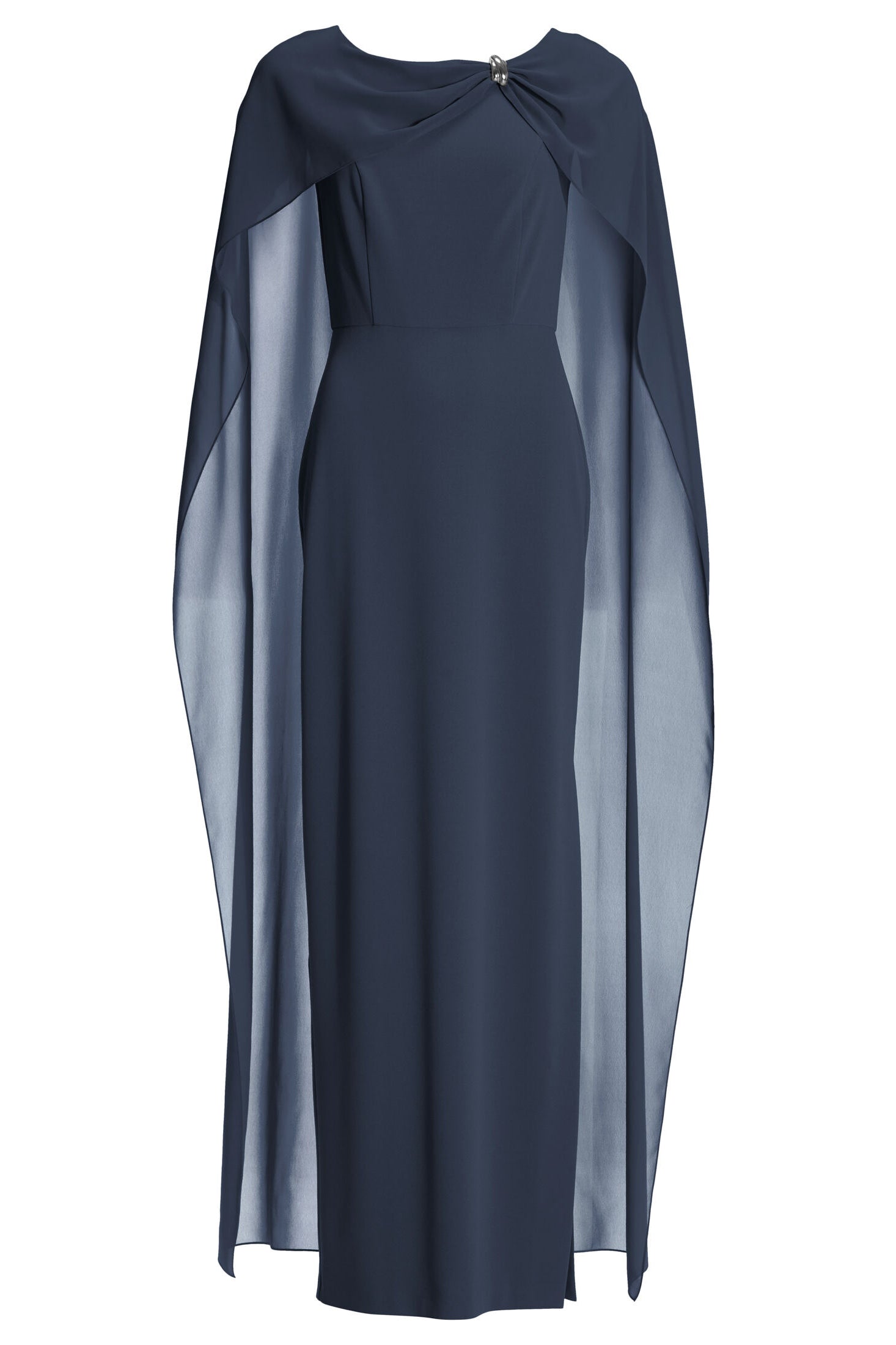 Abendkleid aus Crepe Jersey mit Chiffon Cape und Zierteil