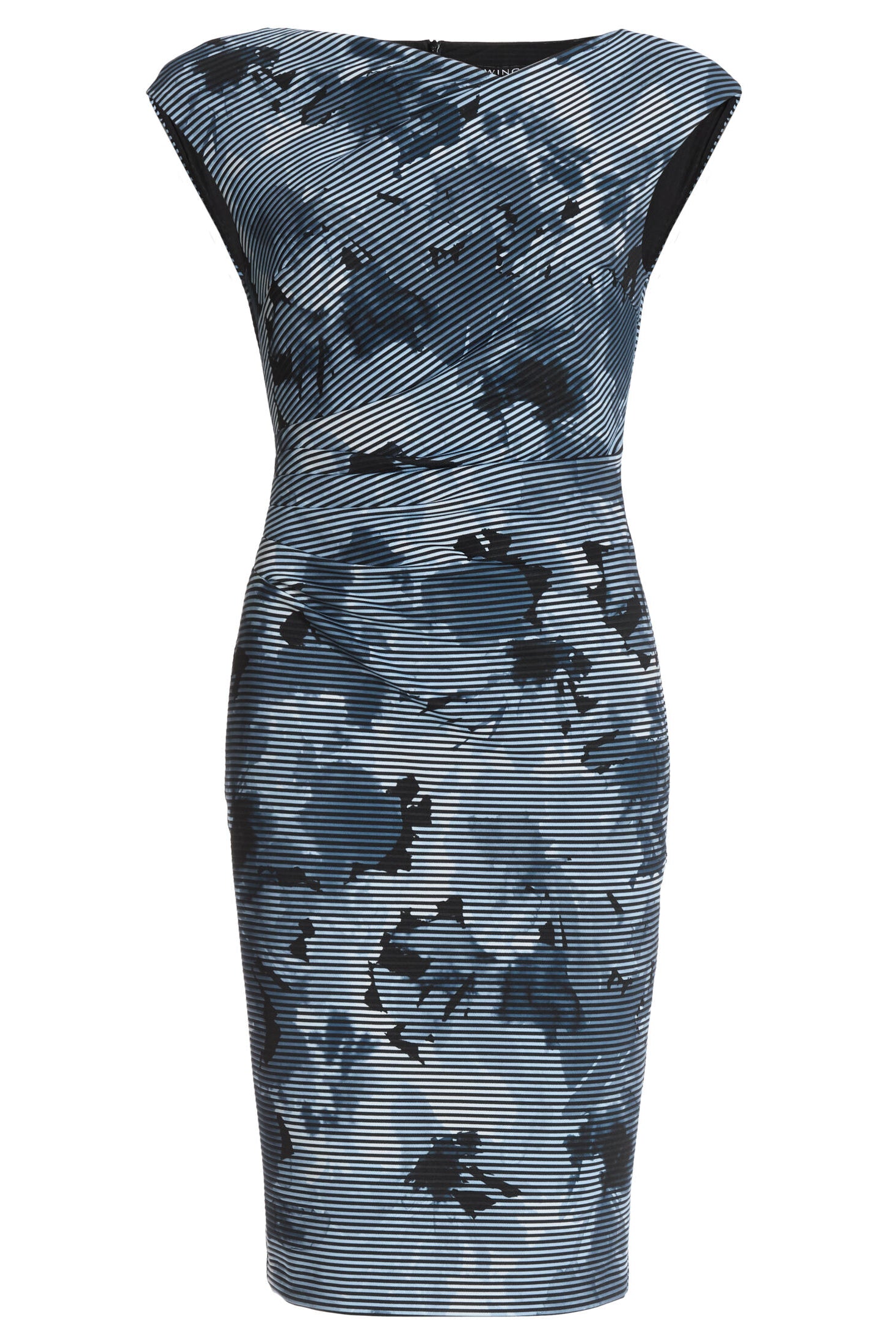 Etui Kleid aus bedrucktem Ottoman mit Drapierung