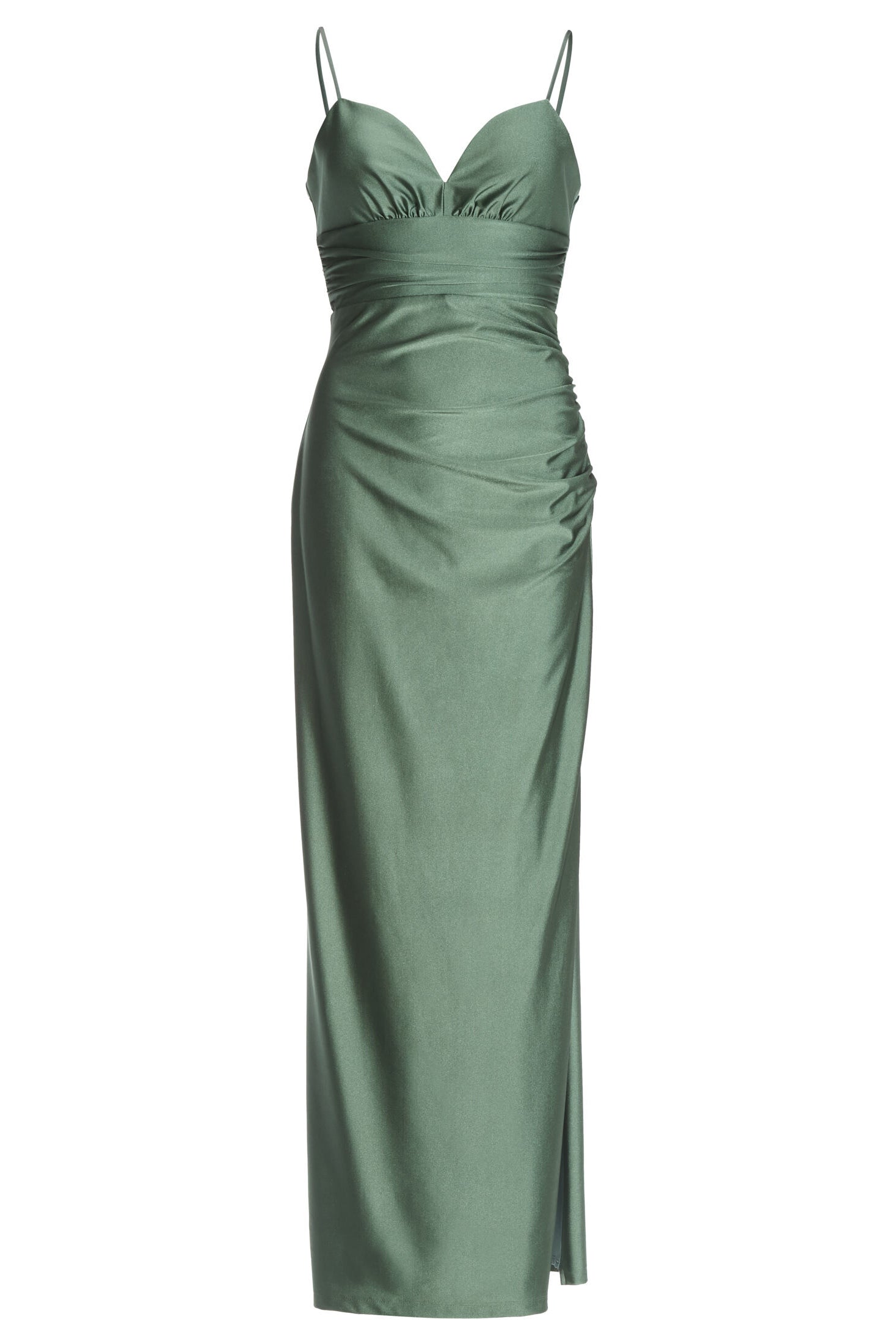 Figurbetontes Abendkleid aus Jersey Satin mit Schnürung im Rücken