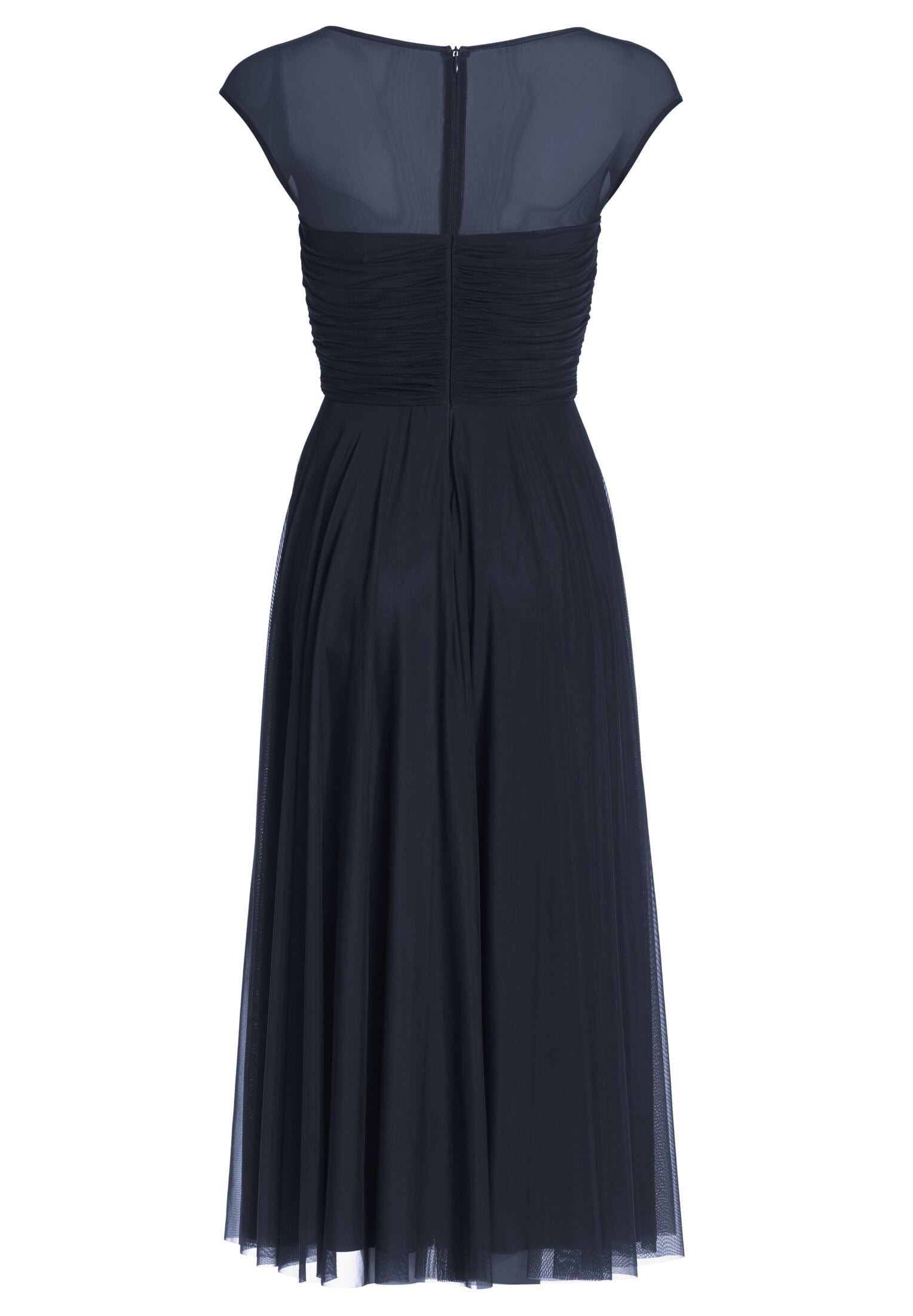 Cocktailkleid aus Mesh mit geraffter Korsage