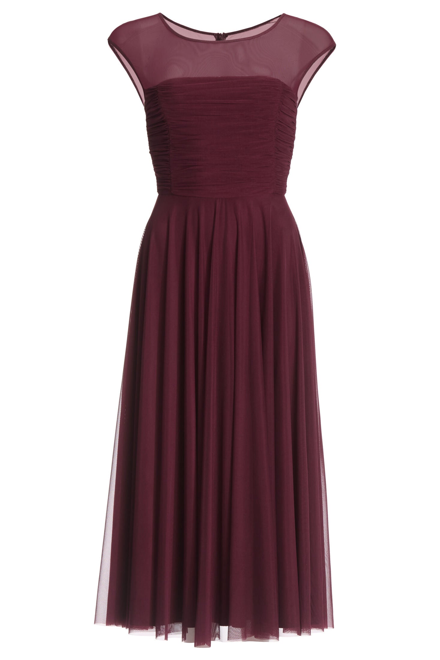 Cocktailkleid aus Mesh mit geraffter Korsage