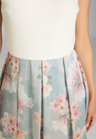 Cocktailkleid mit floral bedrucktem Rock und Scuba Oberteil