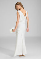 Abendkleid aus Satin mit Wasserfall Ausschnitt