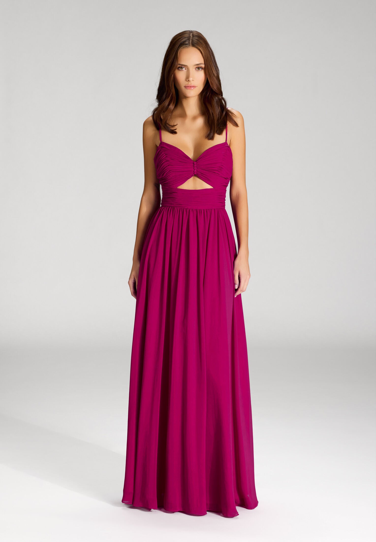 Chiffonkleid mit Cut-Out Detail und feiner Raffung passionfruit pink 46