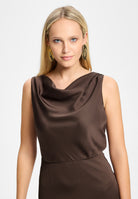 Cocktailkleid aus Satin mit Wasserfall Ausschnitt