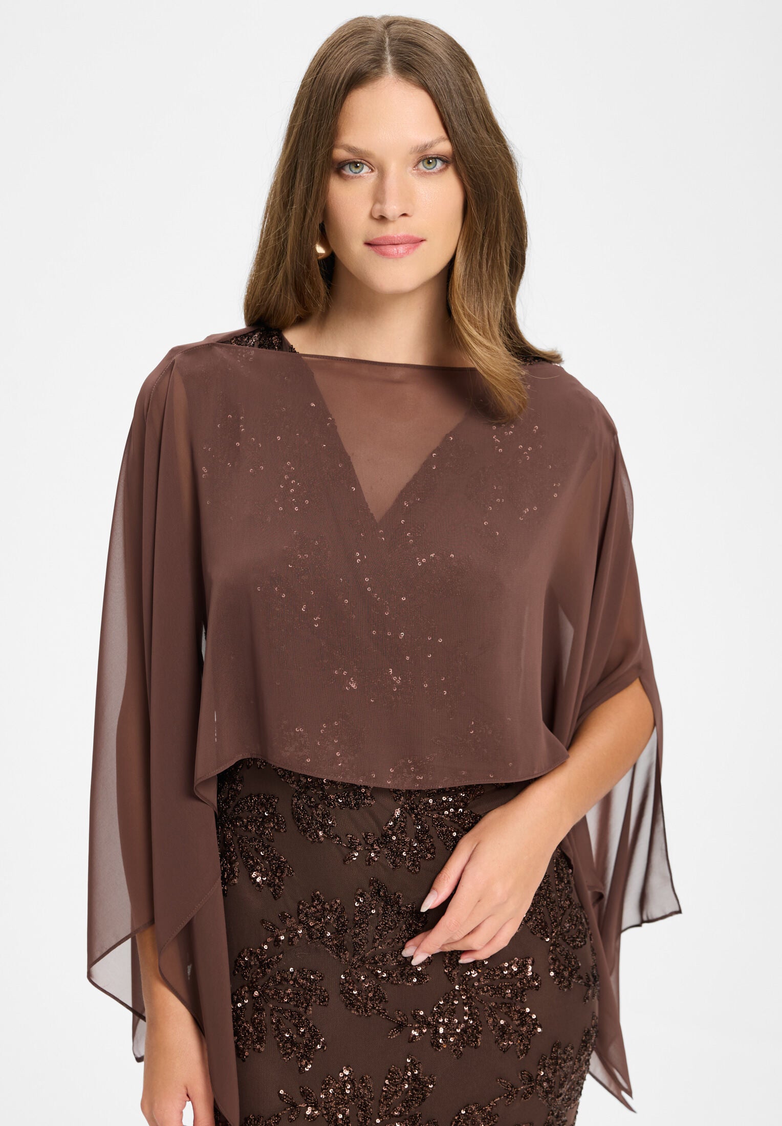 Schlupf-Stola aus Chiffon mit Ärmelschlitzen