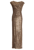Figurbetontes Abendkleid aus elastische Paillette mit Drapierung