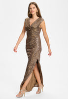 Figurbetontes Abendkleid aus elastische Paillette mit Drapierung