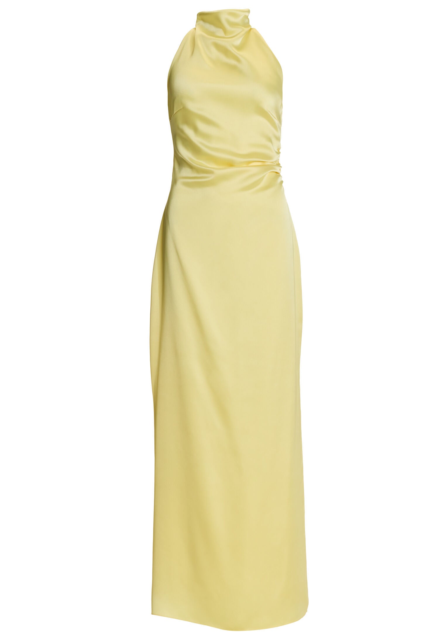 Figurbetontes Abendkleid aus Stretch Satin mit Drapierung am Kragen