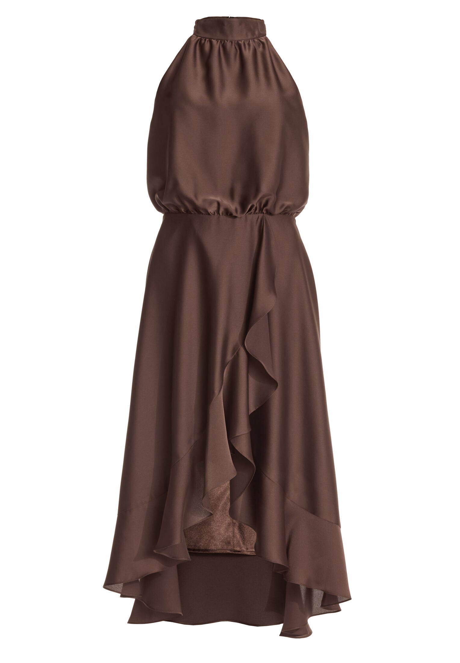 Cocktailkleid aus Satin mit Volant