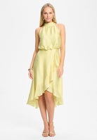 Cocktailkleid aus Satin mit Volant pastel yellow