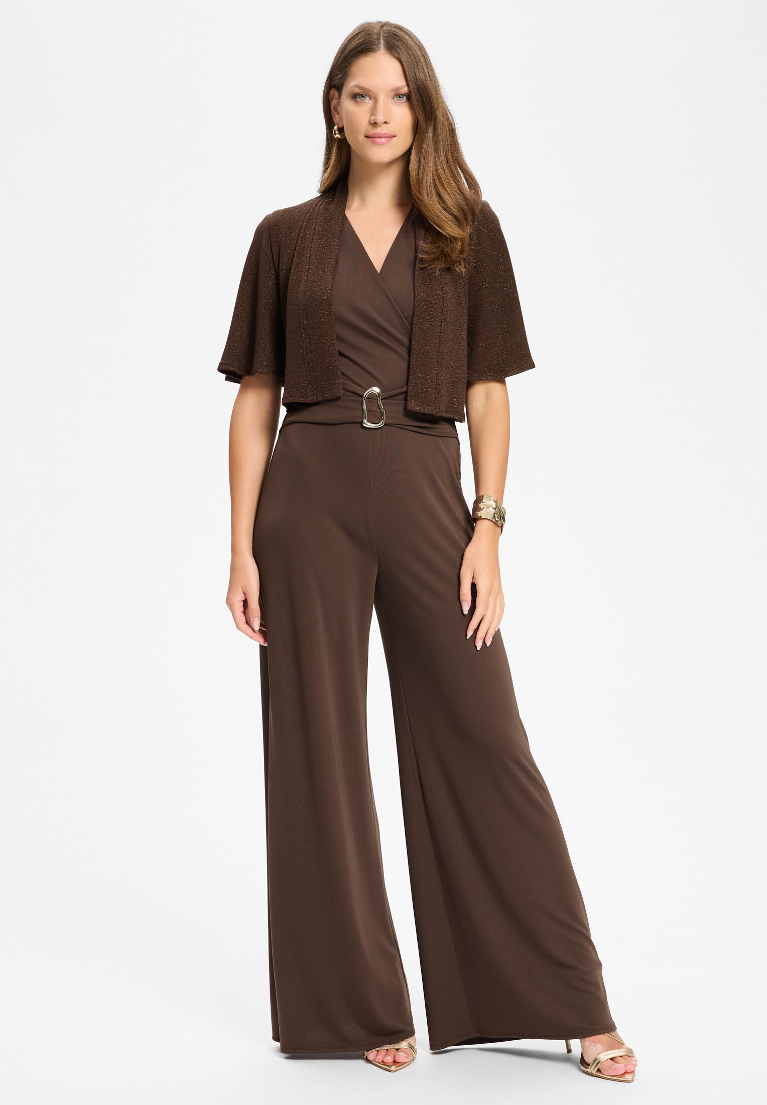 Jersey Bolero mit weiten Ärmeln chocolate brown