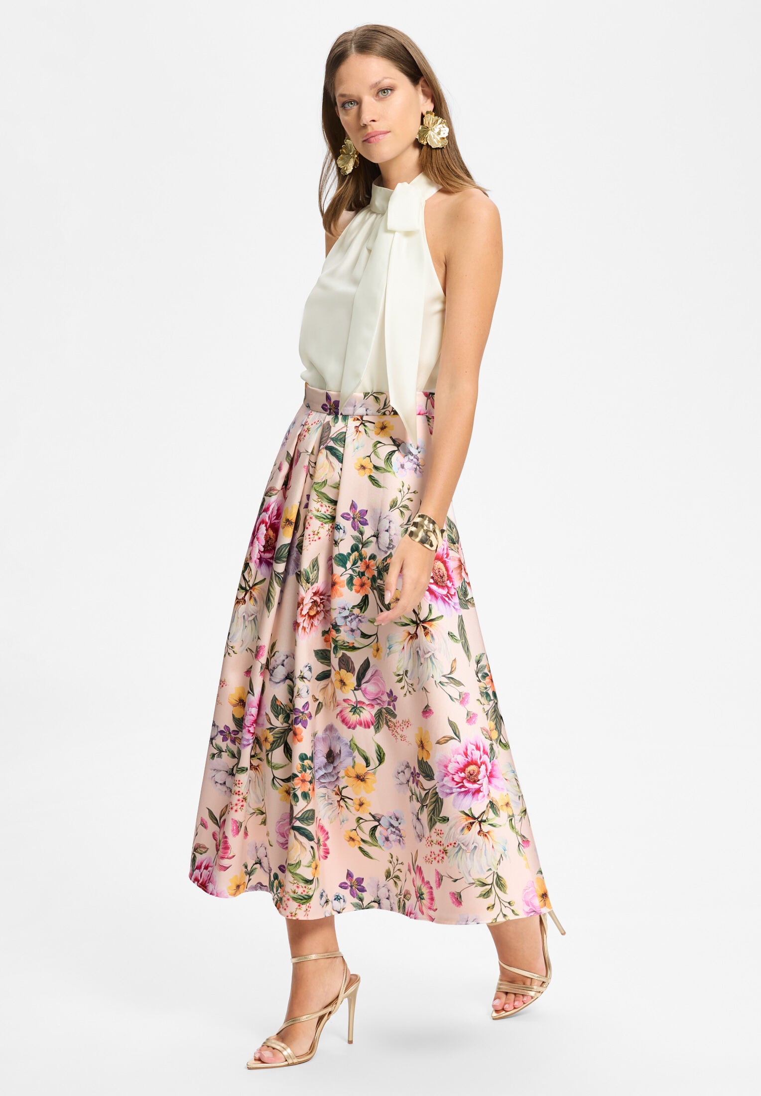 Faltenrock aus bedrucktem Twill