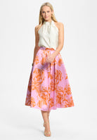 Faltenrock aus bedrucktem Twill rose | dusty orange