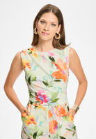 Jumpsuit aus leichtem Scuba mit Blumendruck und Drapierung