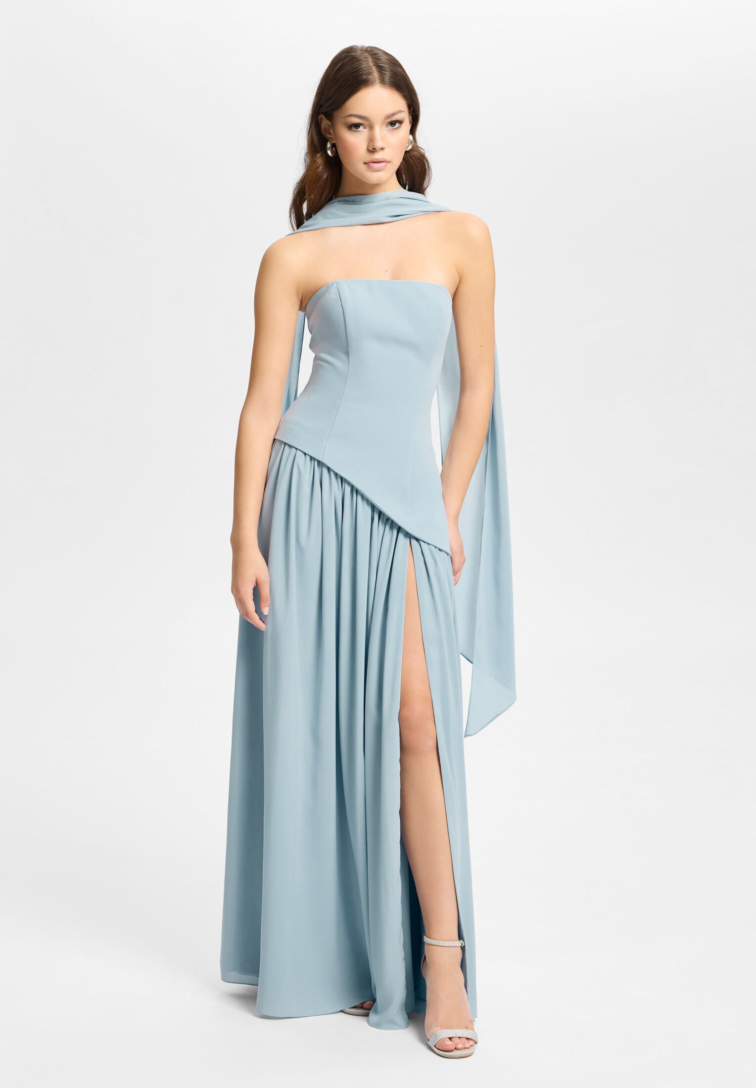 Corsagenkleid mit Beinschlitz sky blue