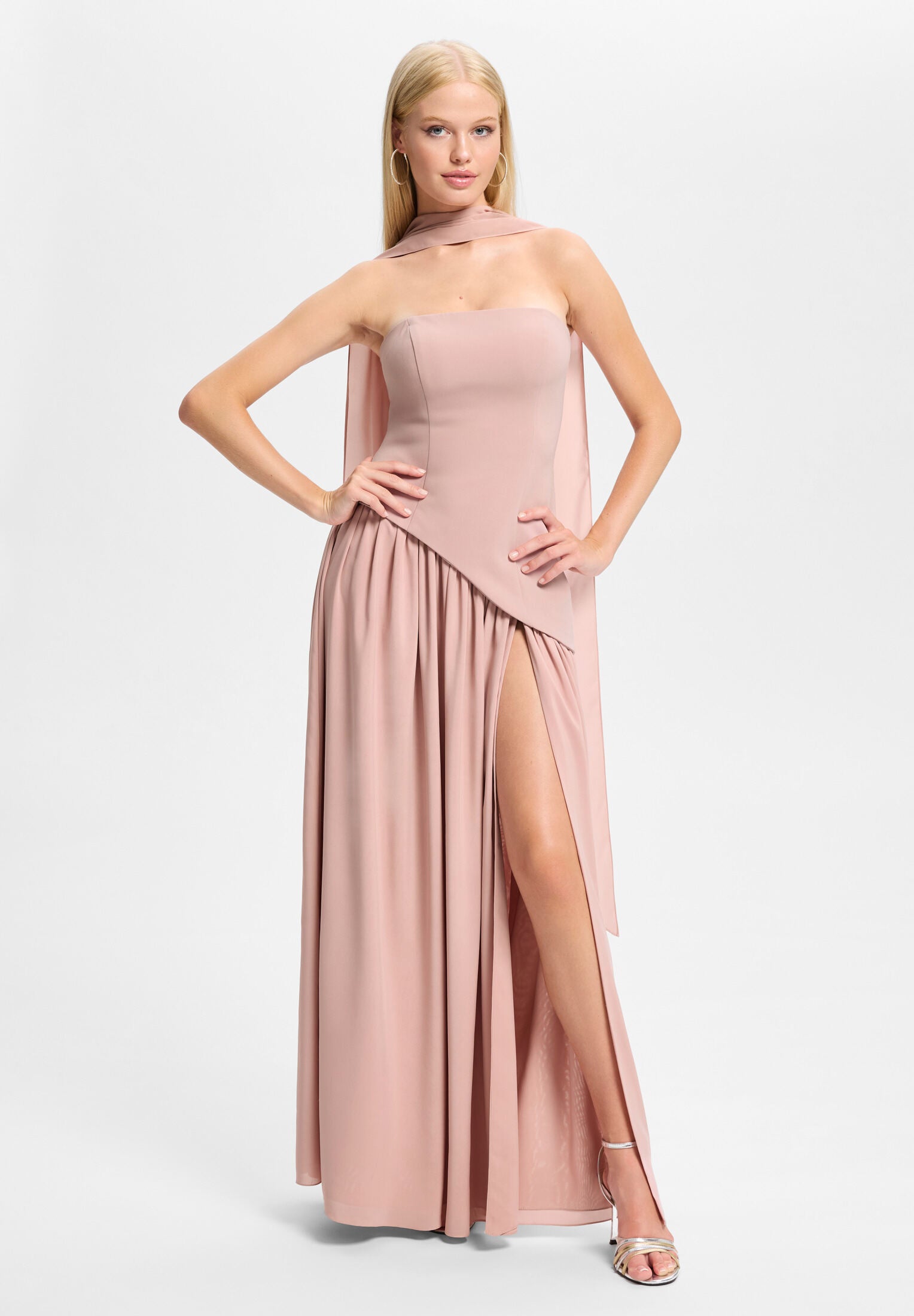 Corsagenkleid mit Beinschlitz flamingo pink