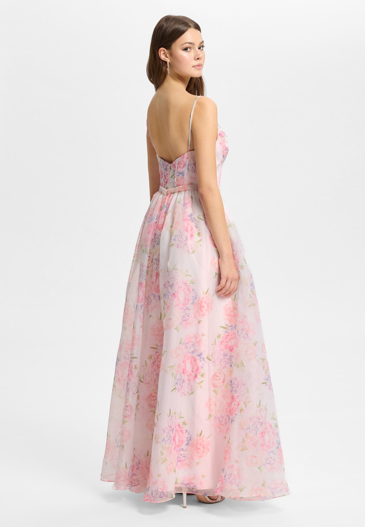 Fließendes Organzakleid mit floralem Print