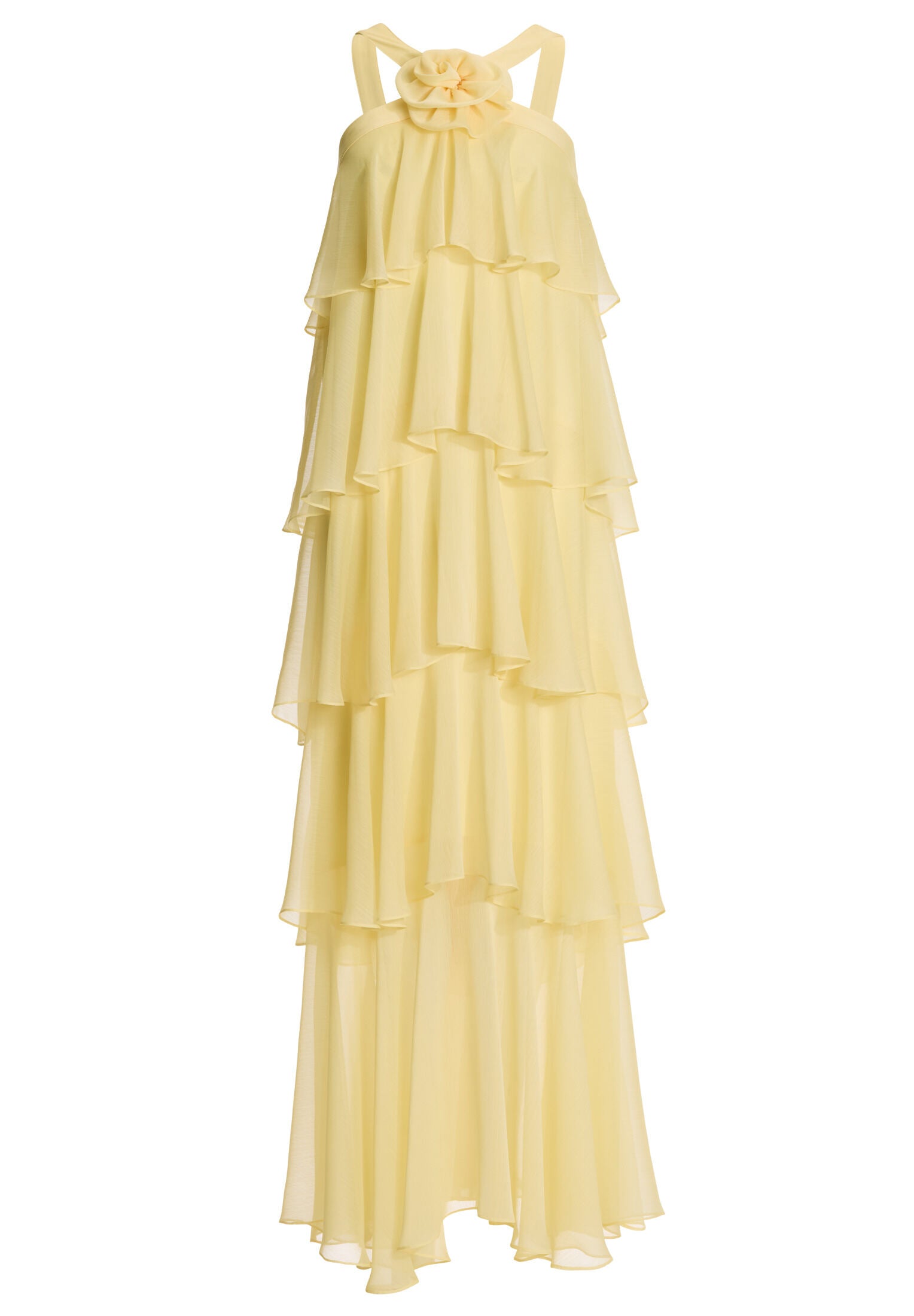 Abendkleid aus Crinkle Chiffon mit gestuften Volants