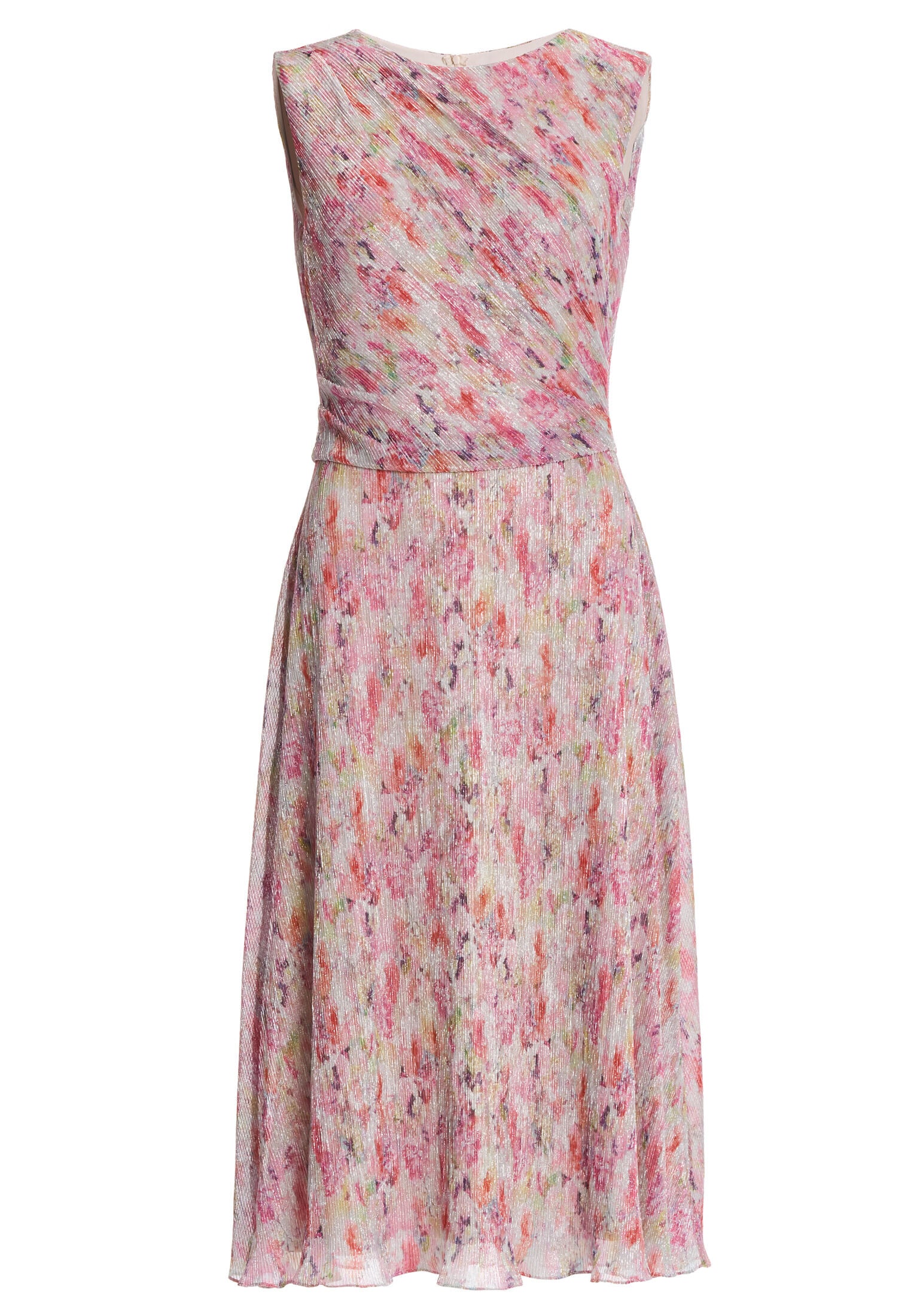 Plissiertes Kleid mit Metallicfäden