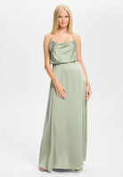 Abendkleid aus Satin mit angedeutetem Wasserfallausschnitt mint ice