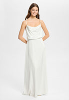 Abendkleid aus Satin mit angedeutetem Wasserfallausschnitt ivory