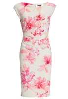 Etuikleid aus bedrucktem Scuba mit Drapierungen