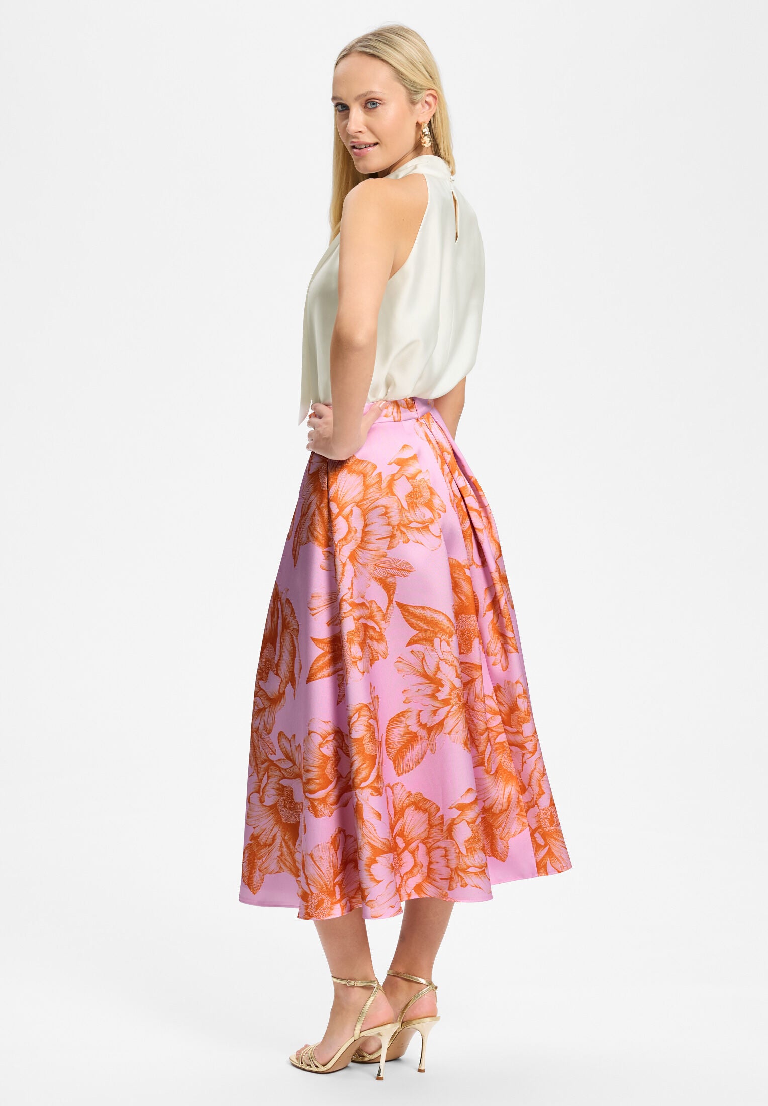 Ärmelloses Top mit Schluppe aus nachhaltigem Satin