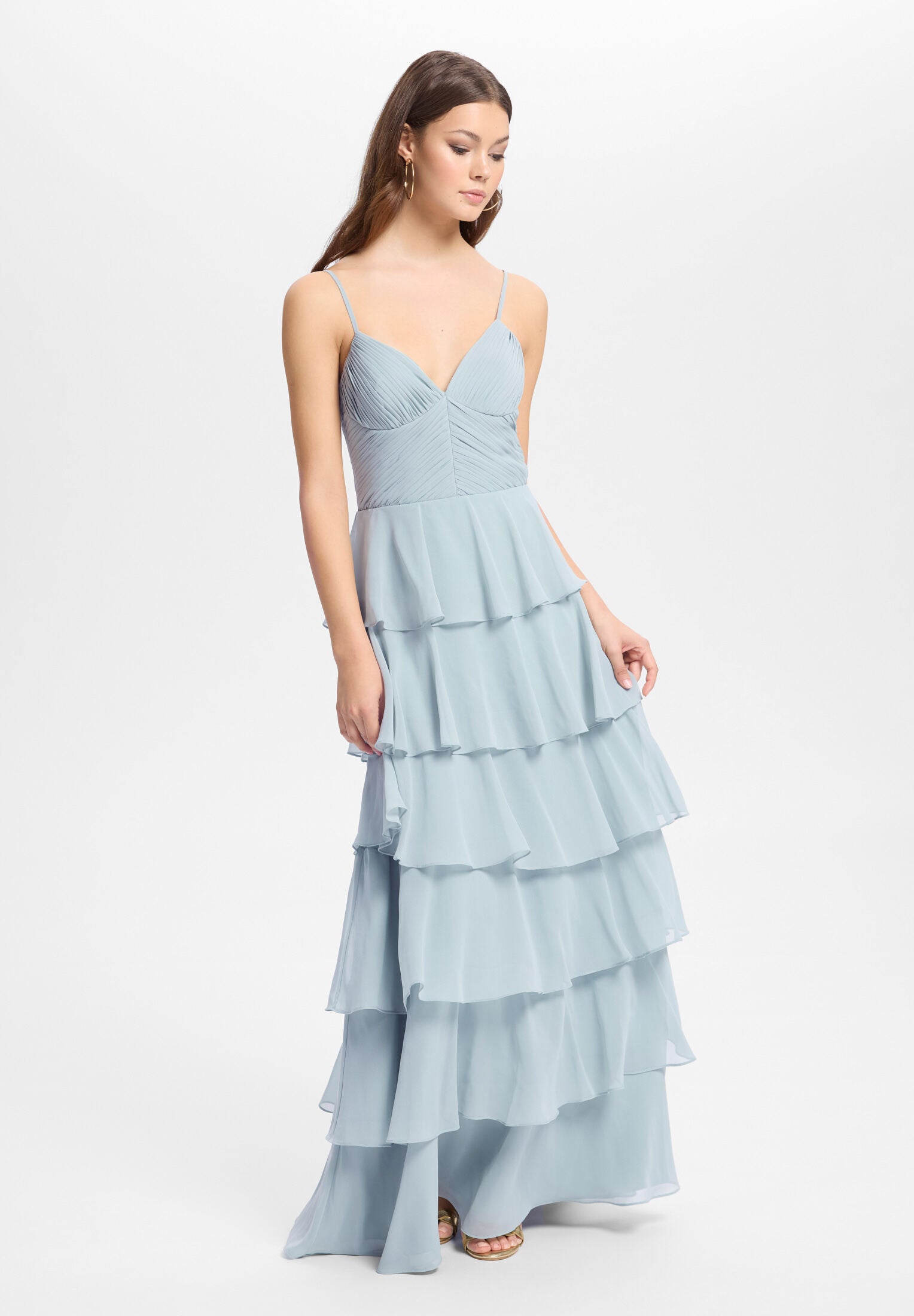 Abendkleid aus Chiffon mit Volants