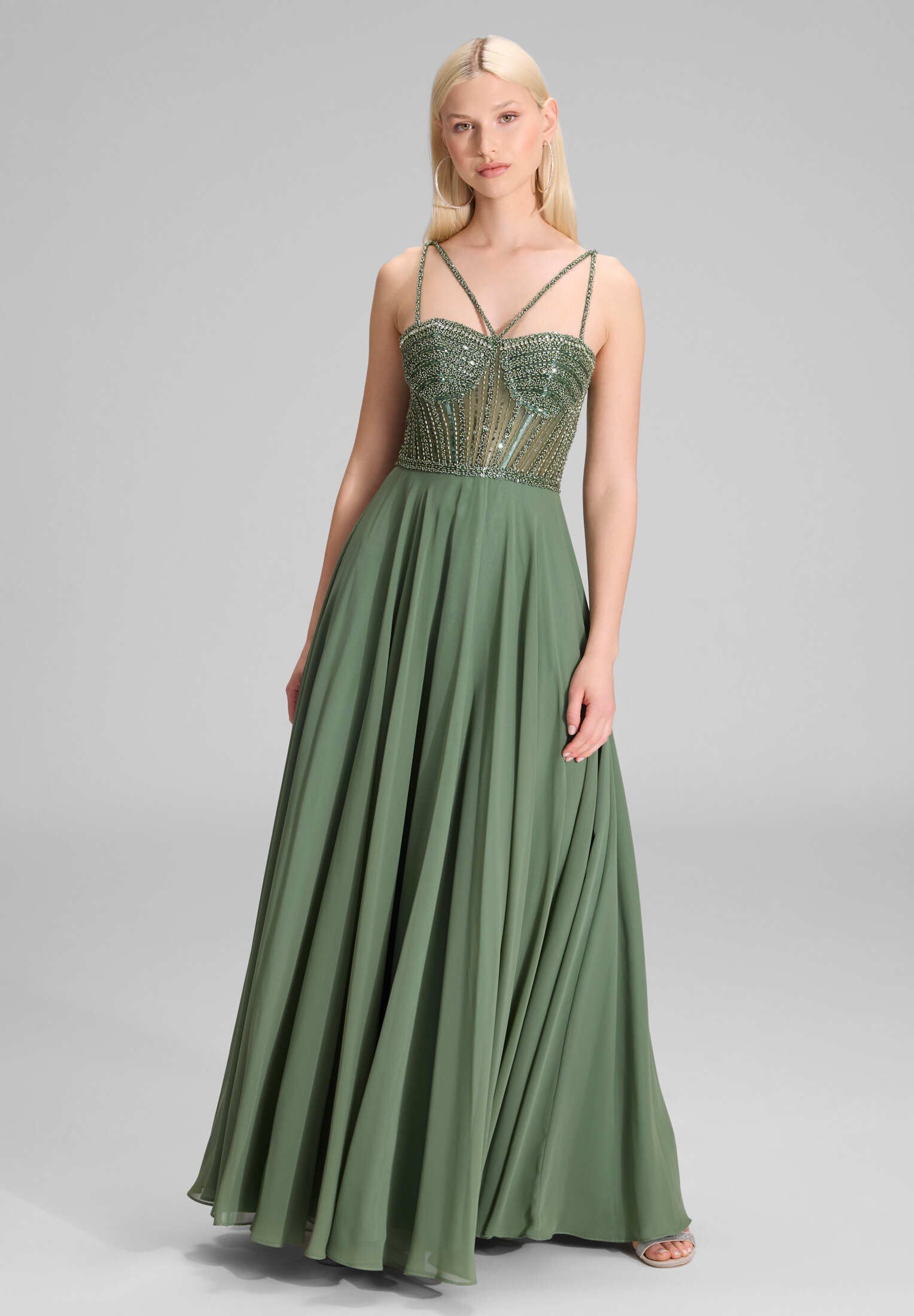 Corsagenkleid im See-Through-Look leaf green