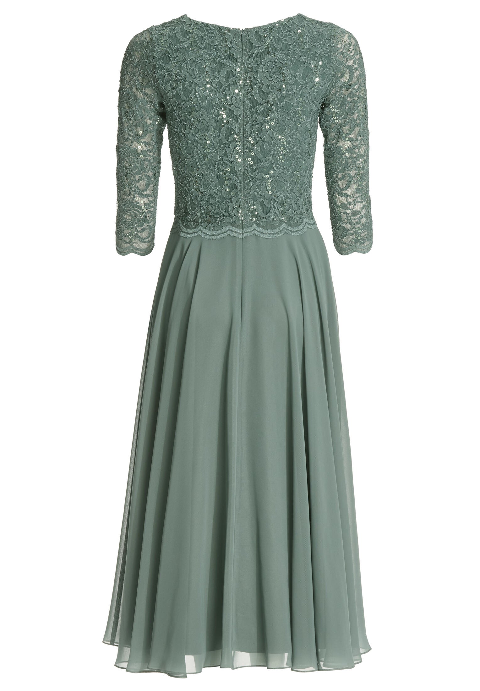 Midi Kleid mit paillettenbesetztem Spitzenoberteil