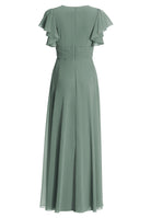 Chiffon Jumpsuit mit Überrock und Volantärmeln