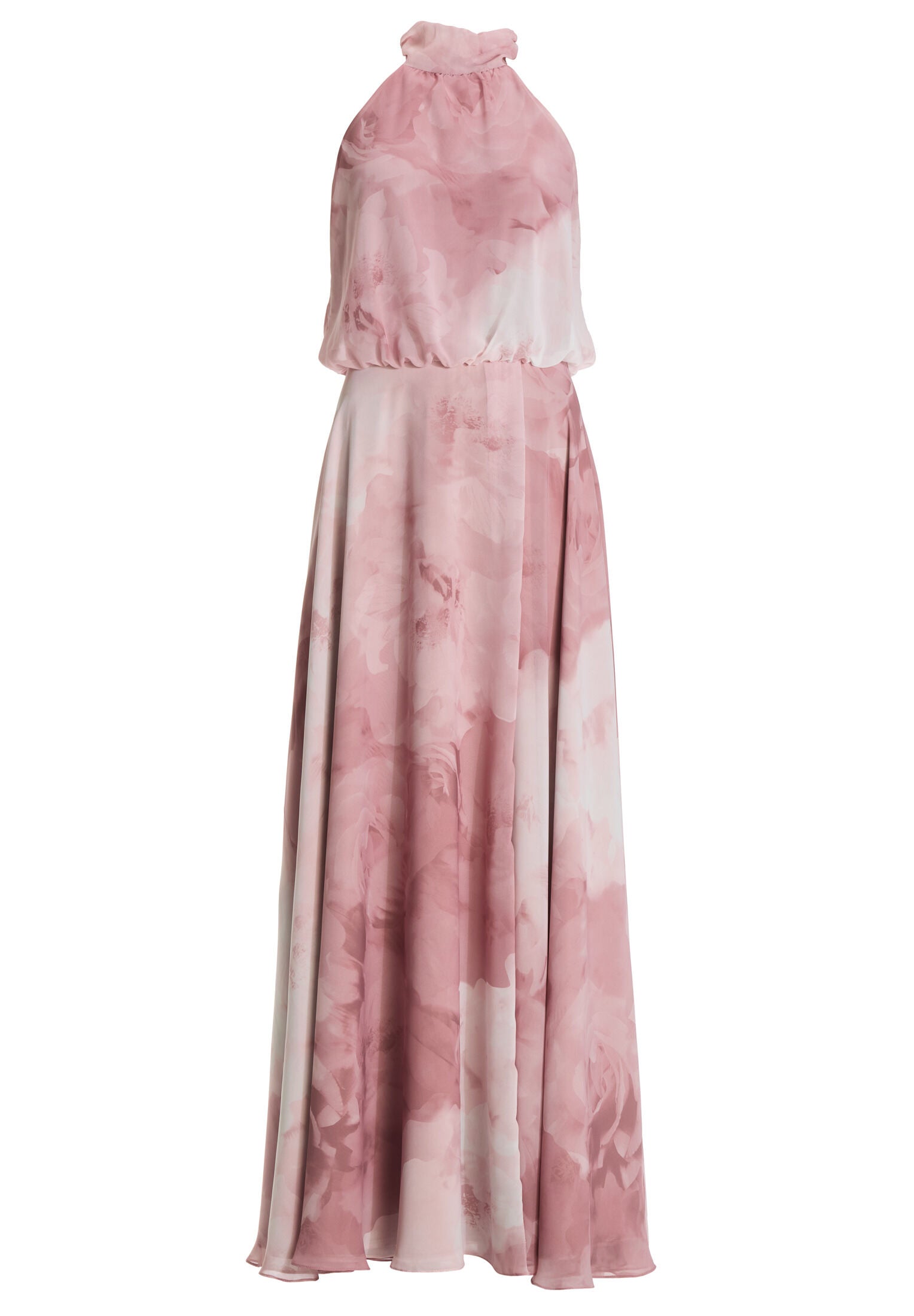 Abendkleid mit blusigem Top aus floral bedrucktem Chiffon