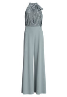 Ärmelloser Jumpsuit mit Schluppenblusen Top aus elastischer Paillette