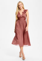 Cocktailkleid aus Crinkle Chiffon mit Volant Detail blush rose