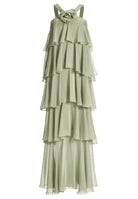 Abendkleid aus Crinkle Chiffon mit gestuften Volants