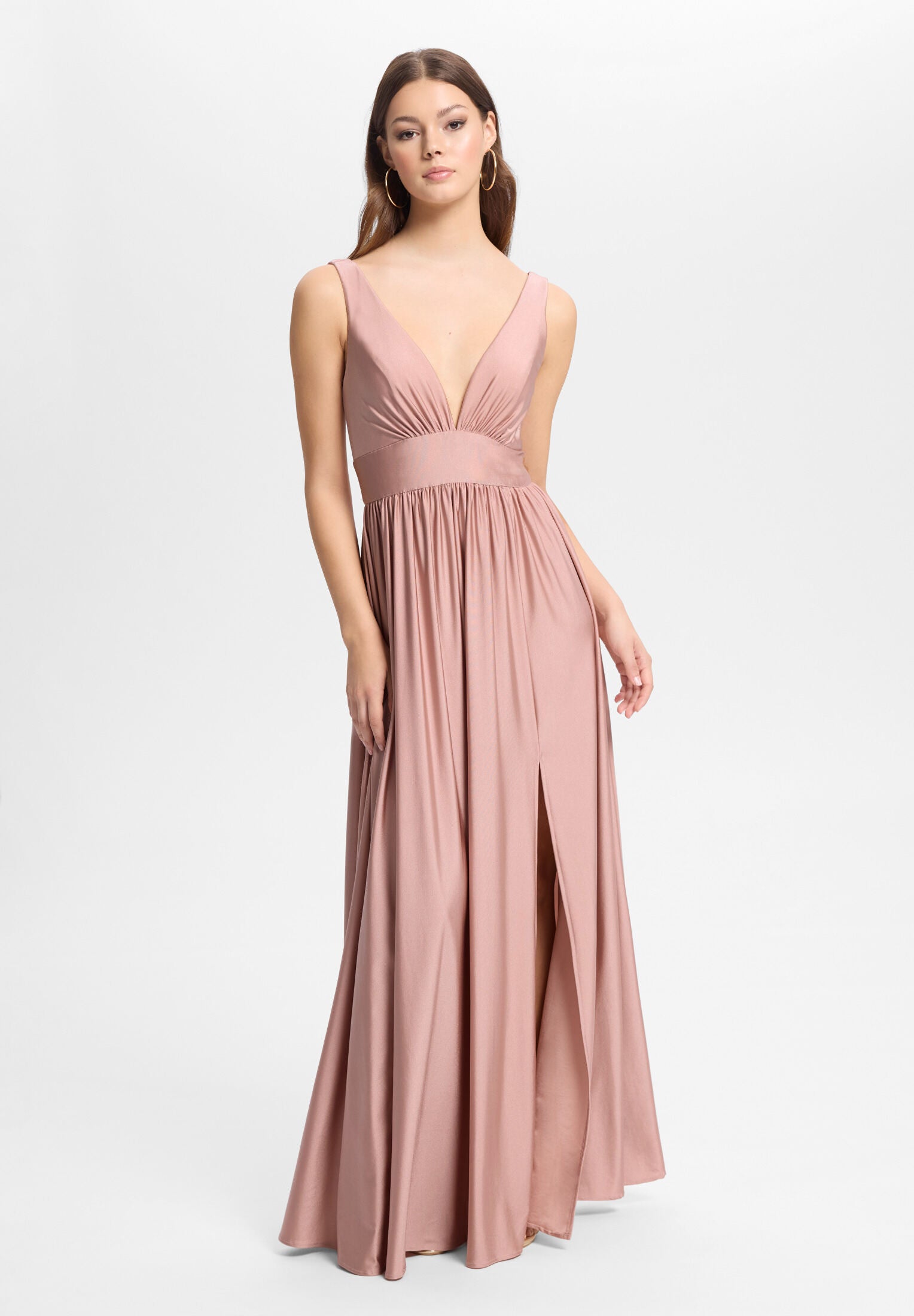 Empire Abendkleid aus Jersey mit Beinschlitz