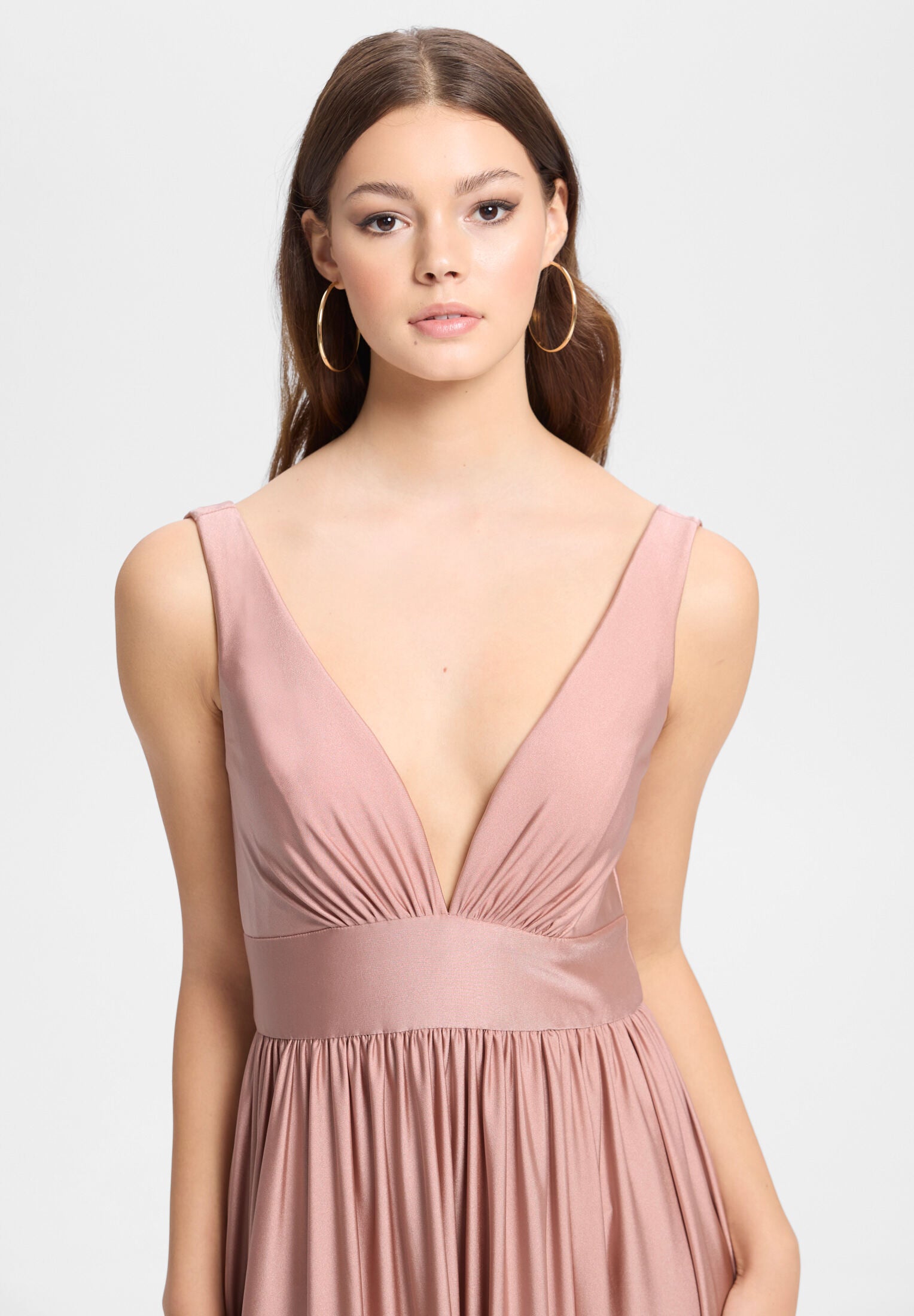 Empire Abendkleid aus Jersey mit Beinschlitz