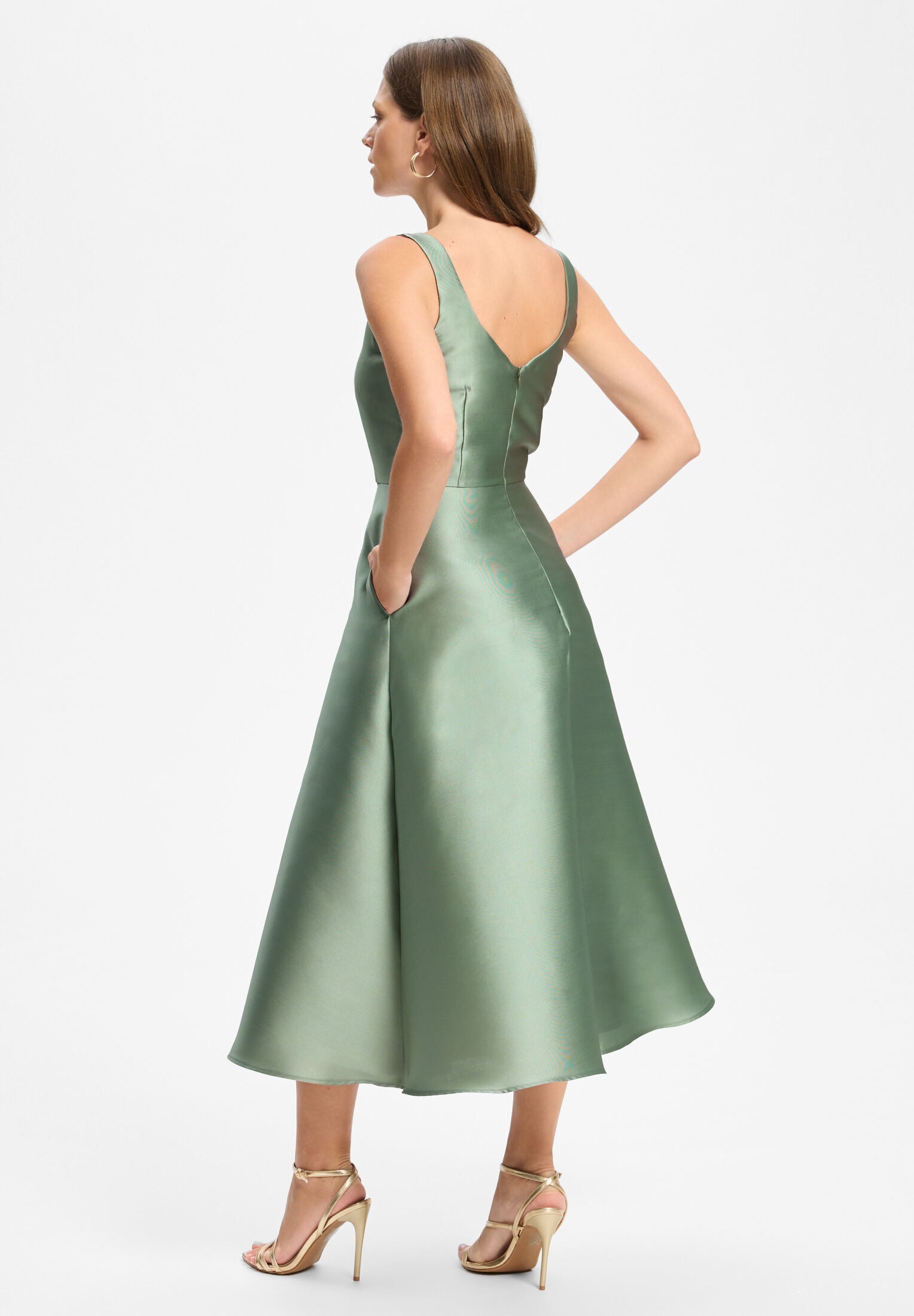 Cocktailkleid mit Karree-Ausschnitt aus Twill