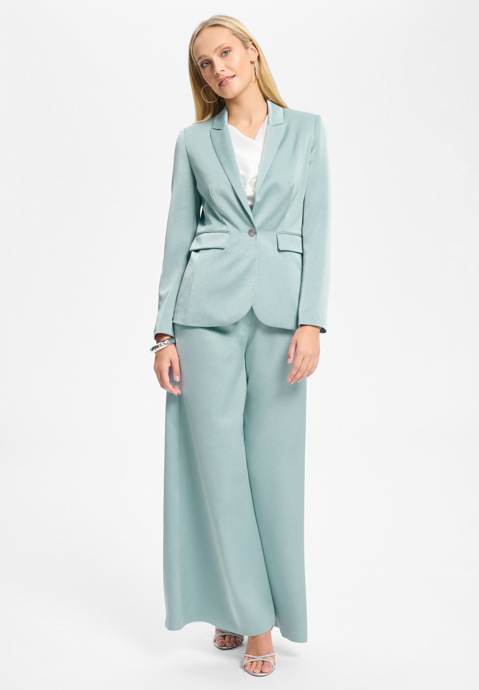 Einknopf-Blazer aus Satin baby blue
