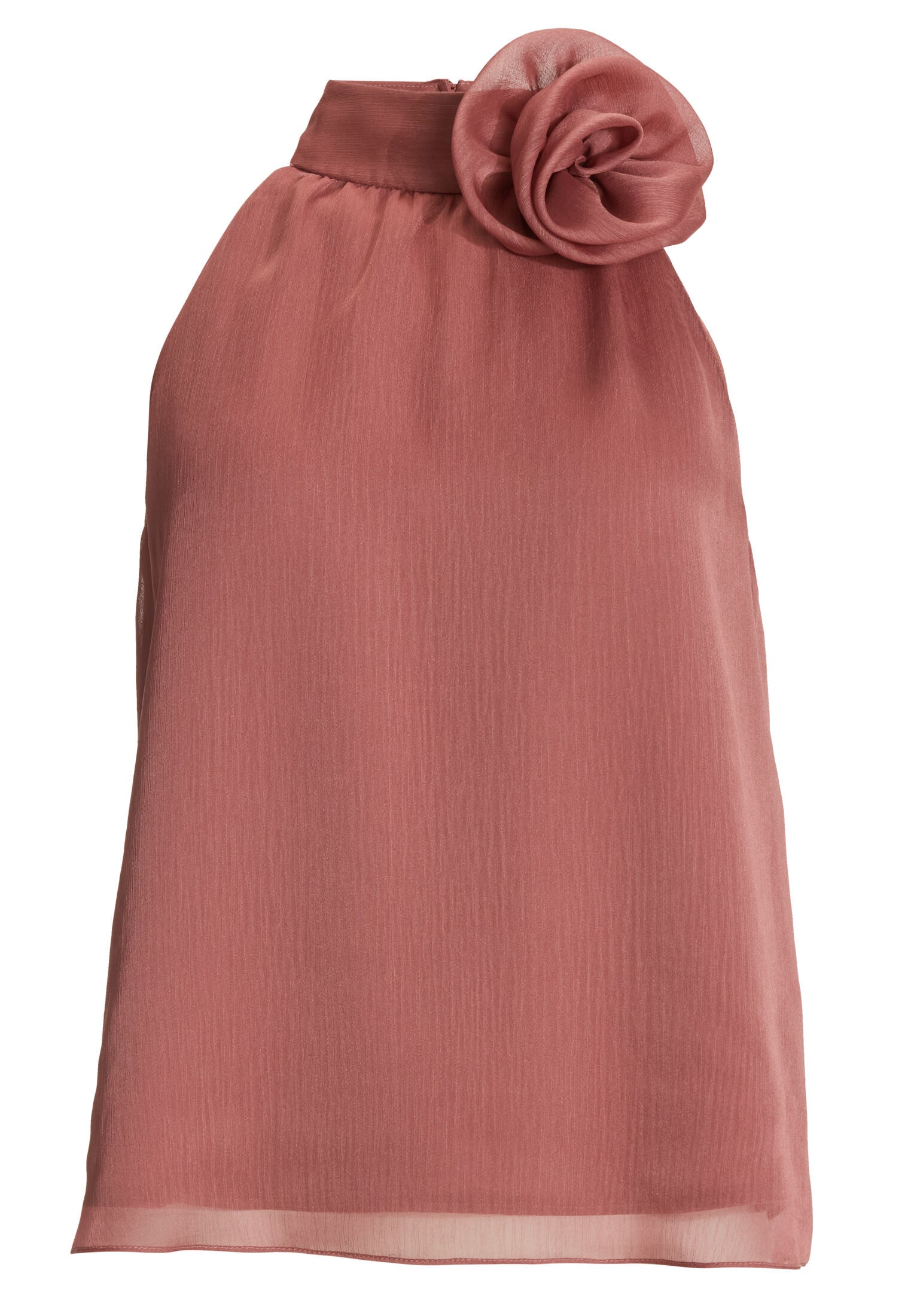 Top mit Stoffblüte aus Crinkle Chiffon