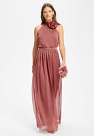 Top mit Stoffblüte aus Crinkle Chiffon blush rose