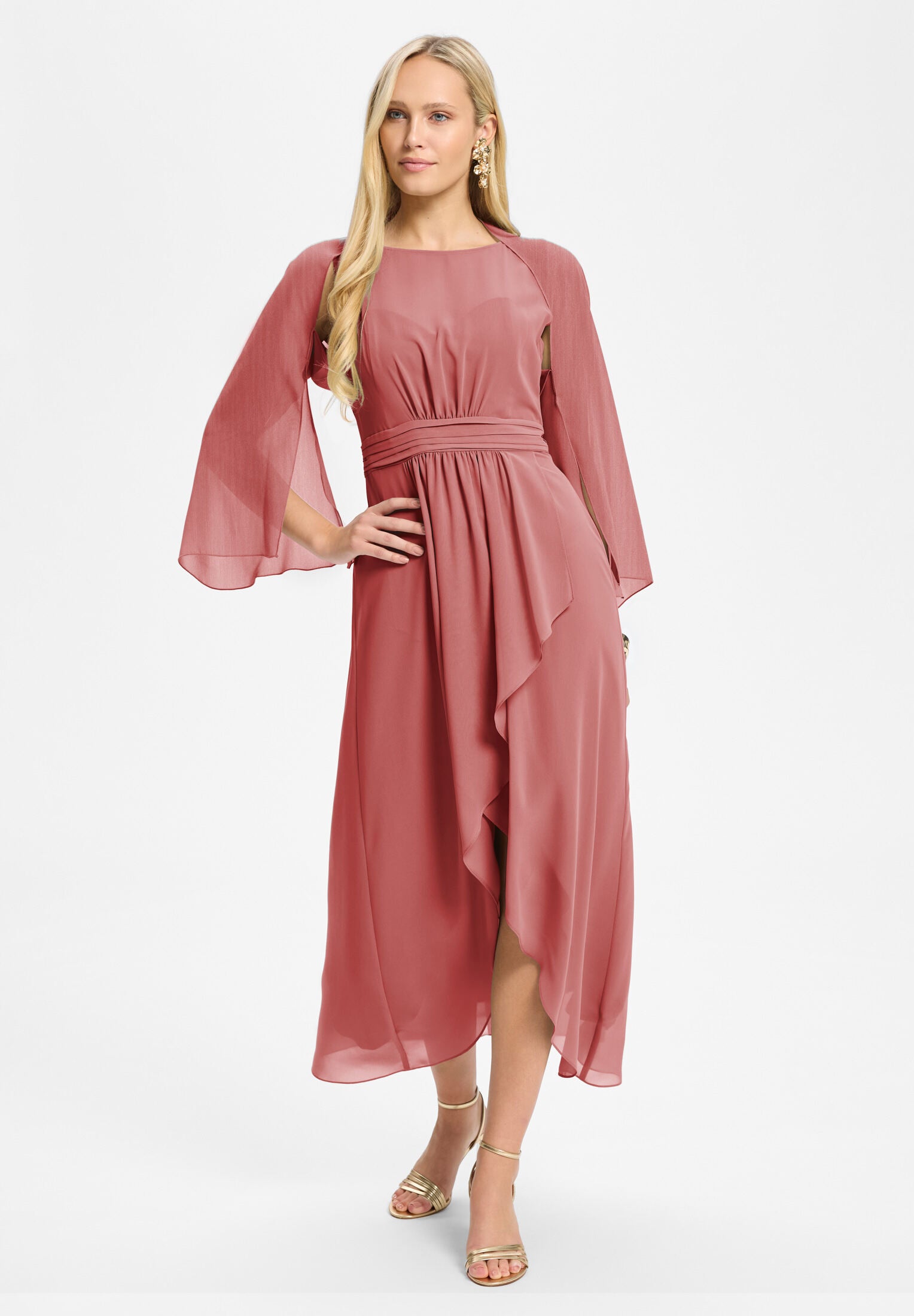Stola aus Crinkle Chiffon blush rose